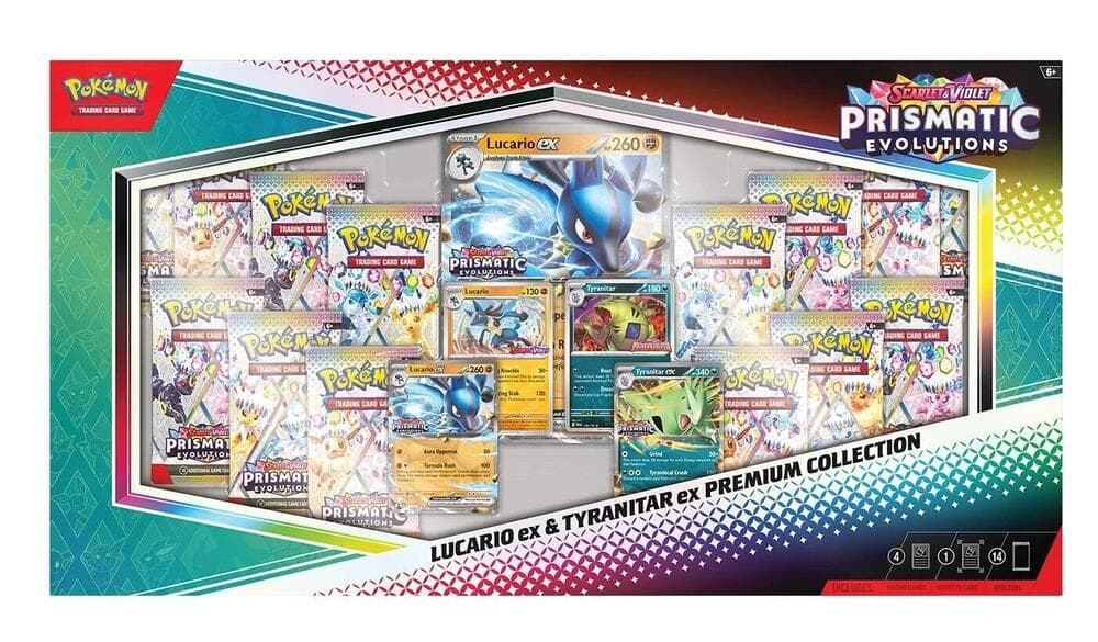 Prismatic Evolutions — Lucario ex & Tyranitar ex Premium Collection (Sam's Club)