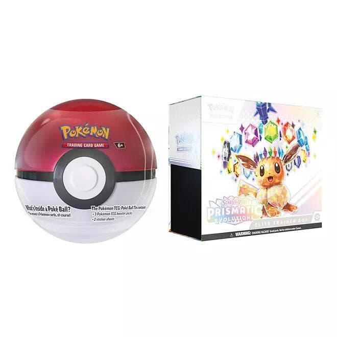 Sam's Club — Prismatic Evolutions Elite Trainer Box + Lata Poké Ball